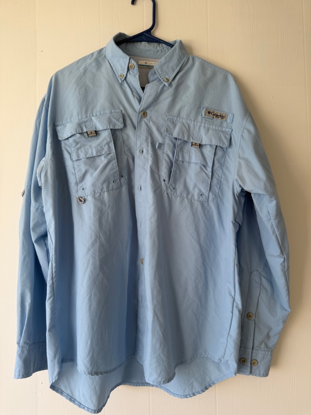Columbia Light Blue Long-Sleeve Outdoor Shirt